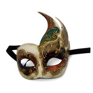 Venetian CARNIVAL MASK Hand Painted Exquisite Details and Elegant Horns